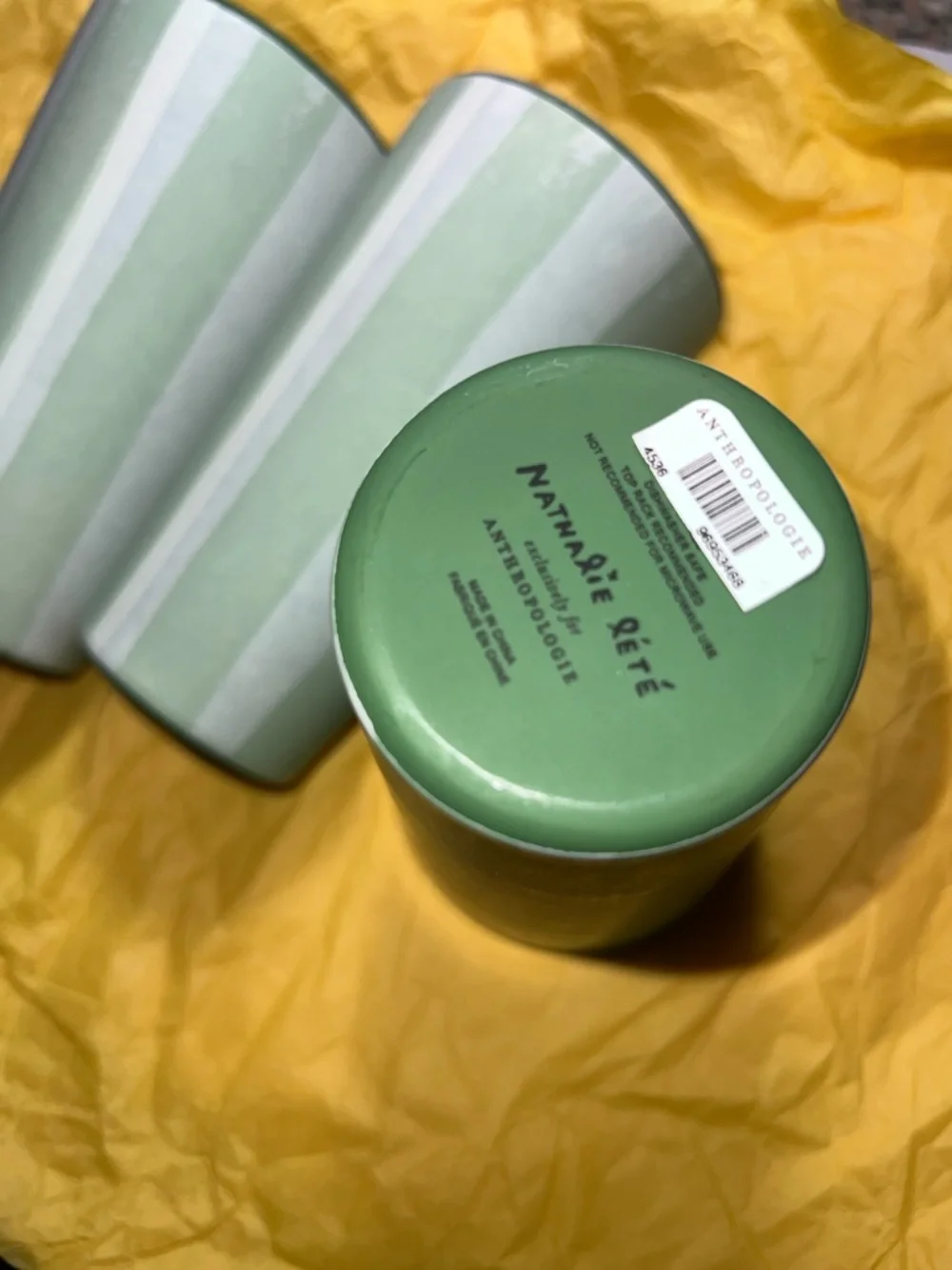 Anthropologie Vive D'Aventure Mint Striped Tumblers - Set of 3
